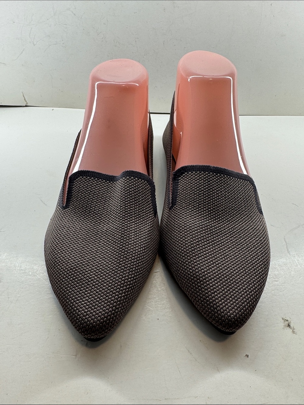 Pointed Brown Woven Slip-On Mules
